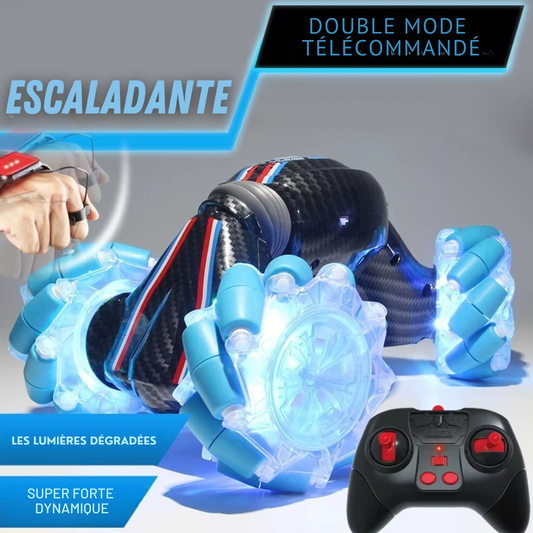 Voiture Télécommandée Cascade & Drift 360° – Commande Gestuelle + Télécommande | Lumières LED & Musique