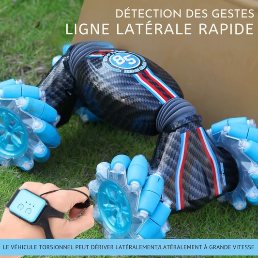 Voiture Télécommandée Cascade & Drift 360° – Commande Gestuelle + Télécommande | Lumières LED & Musique