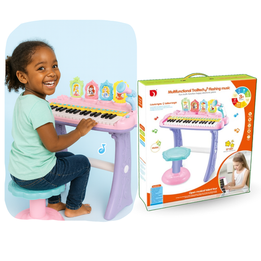 Piano Électronique Enfant 37 Touches avec Micro & Tabouret – Lumières Musicales & Sons Interactifs