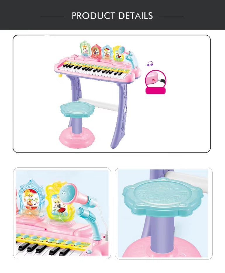 Piano Électronique Enfant 37 Touches avec Micro & Tabouret – Lumières Musicales & Sons Interactifs