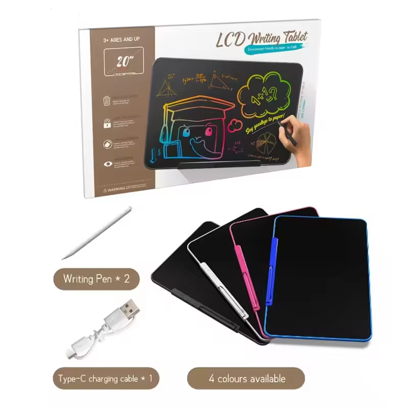 Tablette d'Écriture LCD 20 pouces – Écran Arc-en-Ciel | Rechargeable & Ultra Large