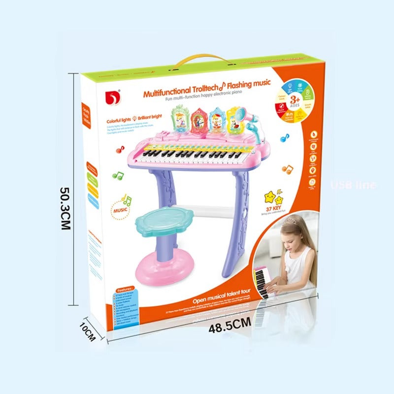 Piano Électronique Enfant 37 Touches avec Micro & Tabouret – Lumières Musicales & Sons Interactifs